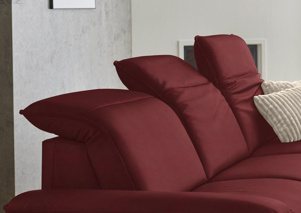ECKSOFA  Echtleder Rot  - Rot/Schwarz, Design, Leder/Metall (307/169cm) - Beldomo Premium