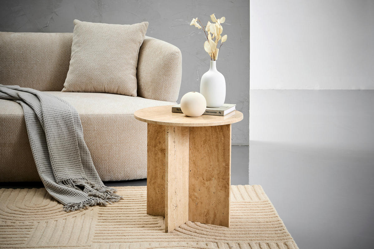 COUCHTISCH 50/50/50 cm rund Beige  - Beige, Design, Stein (50/50/50cm) - Livetastic