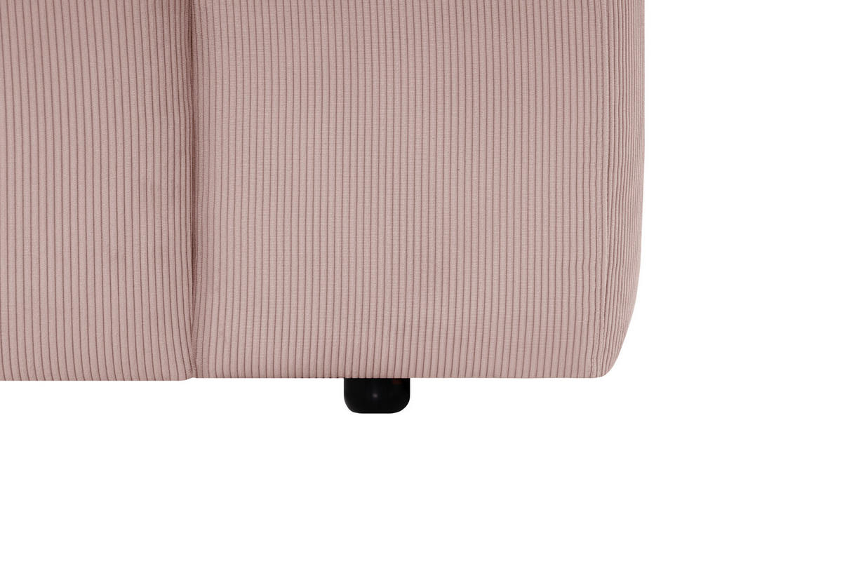 ECKSOFA HANNAH Rosa Cord  - Schwarz/Rosa, Design, Kunststoff/Textil (200/304cm) - MID.YOU