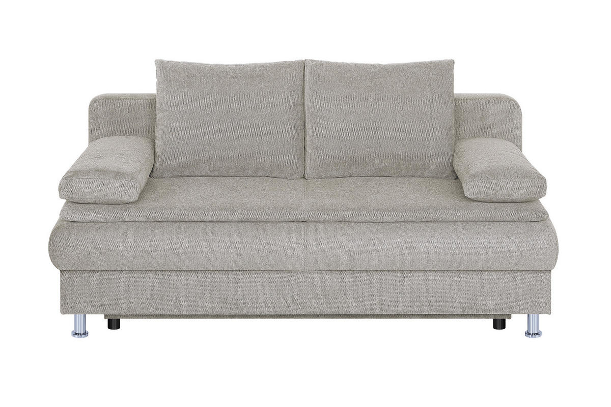 SCHLAFSOFA  mit Schlafen auf Sitzhöhe Webstoff Beige  - Chromfarben/Beige, Design, Kunststoff/Textil (200/92/90cm) - P & B