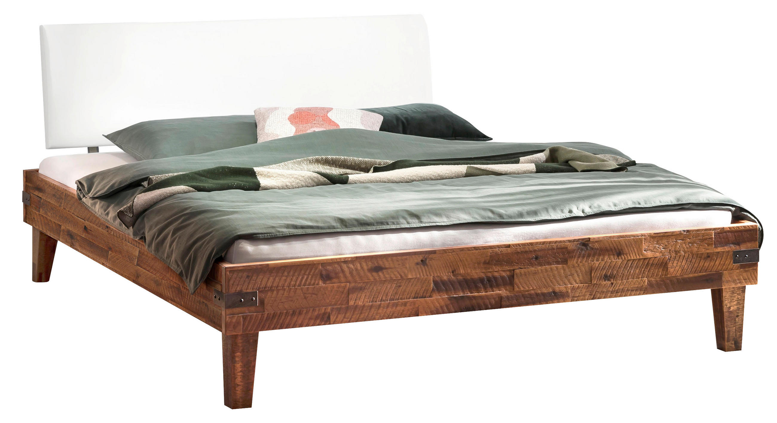 BETT 200/200 cm  in Braun, Weiß, Akaziefarben  - Braun/Weiß, Design, Holz (200/200cm) - Hasena