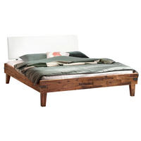 BETT 200/200 cm  in Braun, Weiß, Akaziefarben  - Braun/Weiß, Design, Holz (200/200cm) - Hasena