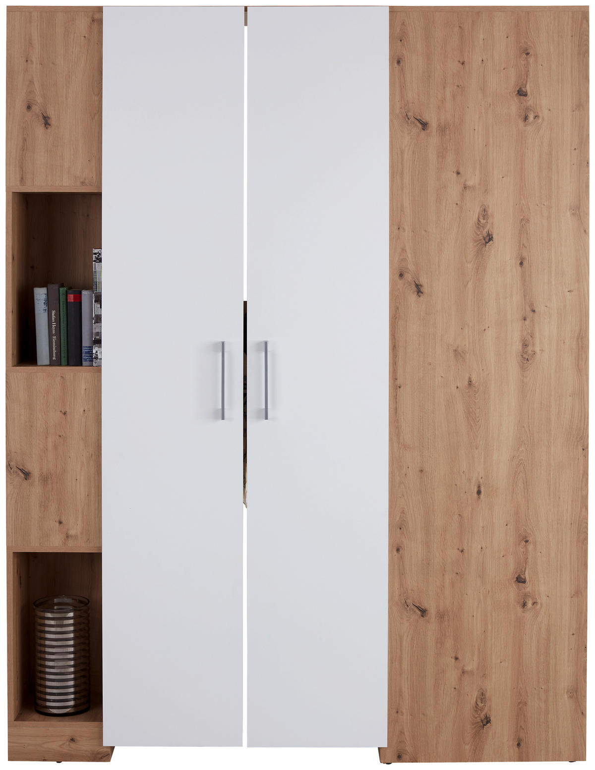 ECKSCHRANK 120/205/150 cm Weiß, Eiche Artisan  - Alufarben/Weiß, MODERN, Holzwerkstoff (120/205/150cm) - Ondega