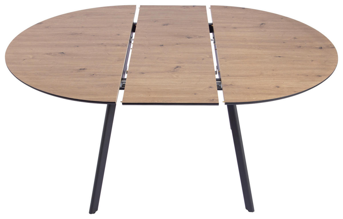 ESSTISCH 120/160/120/76 cm Nachbildung  Metall, Holzwerkstoff ausziehbar oval Schwarz, Eiche Artisan  - Schwarz/Eiche Artisan, MODERN, Holzwerkstoff/Metall (120/160/120/76cm) - Livetastic