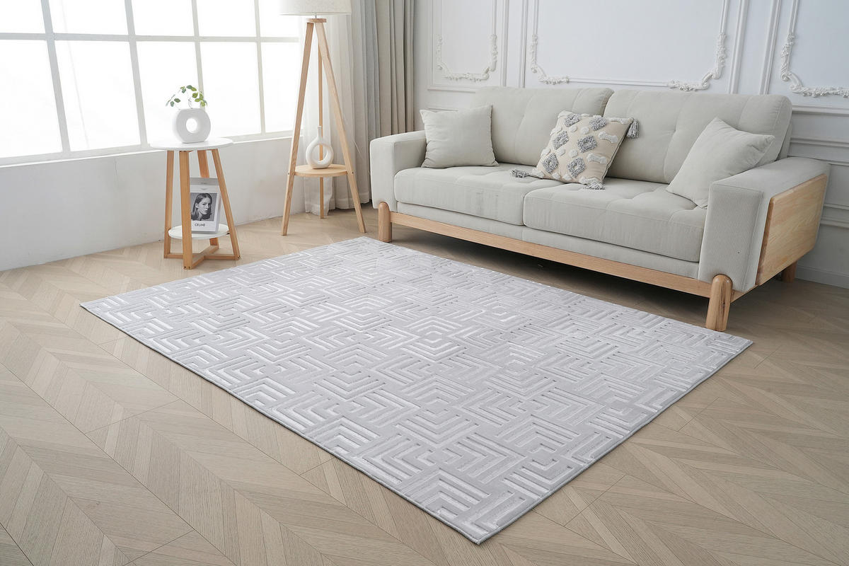 FLACHWEBETEPPICH  Wohnzimmer 120/160 cm Calma Silberfarben rechteckig  - Silberfarben, Basics, Textil (120/160cm) - Kayoom