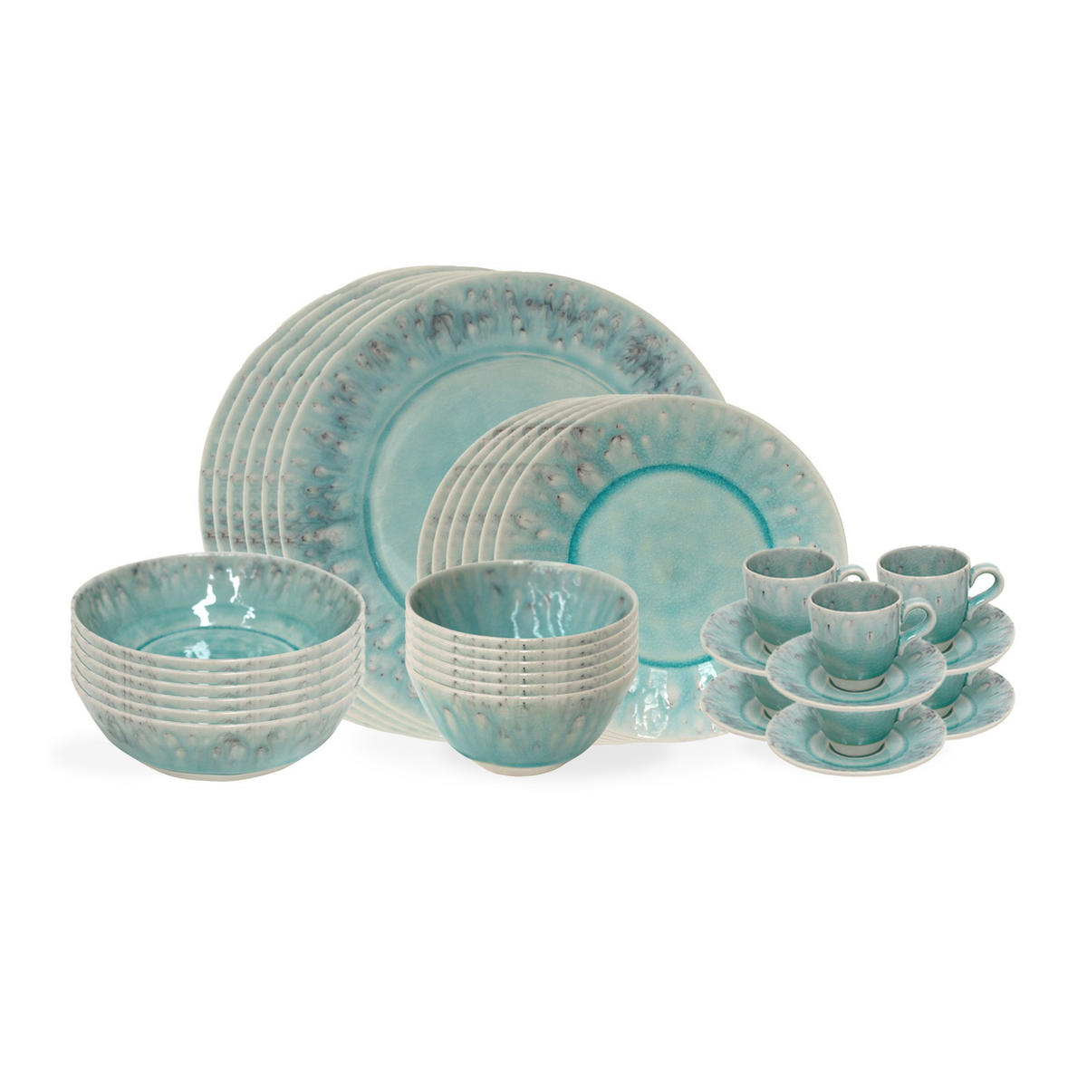 KOMBISERVICE Türkis MADEIRA 30-teilig 6 Personen  - Türkis, Basics, Keramik - Costa Nova