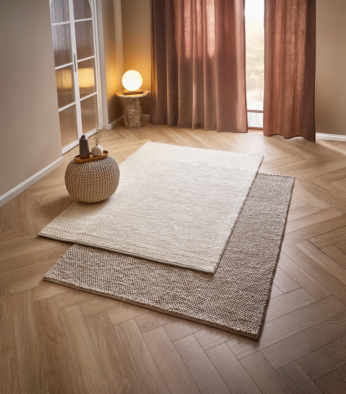 HANDVÄVD MATTA 160/230 cm Loop  - beige, Natur, textil (160/230cm) - Linea Natura