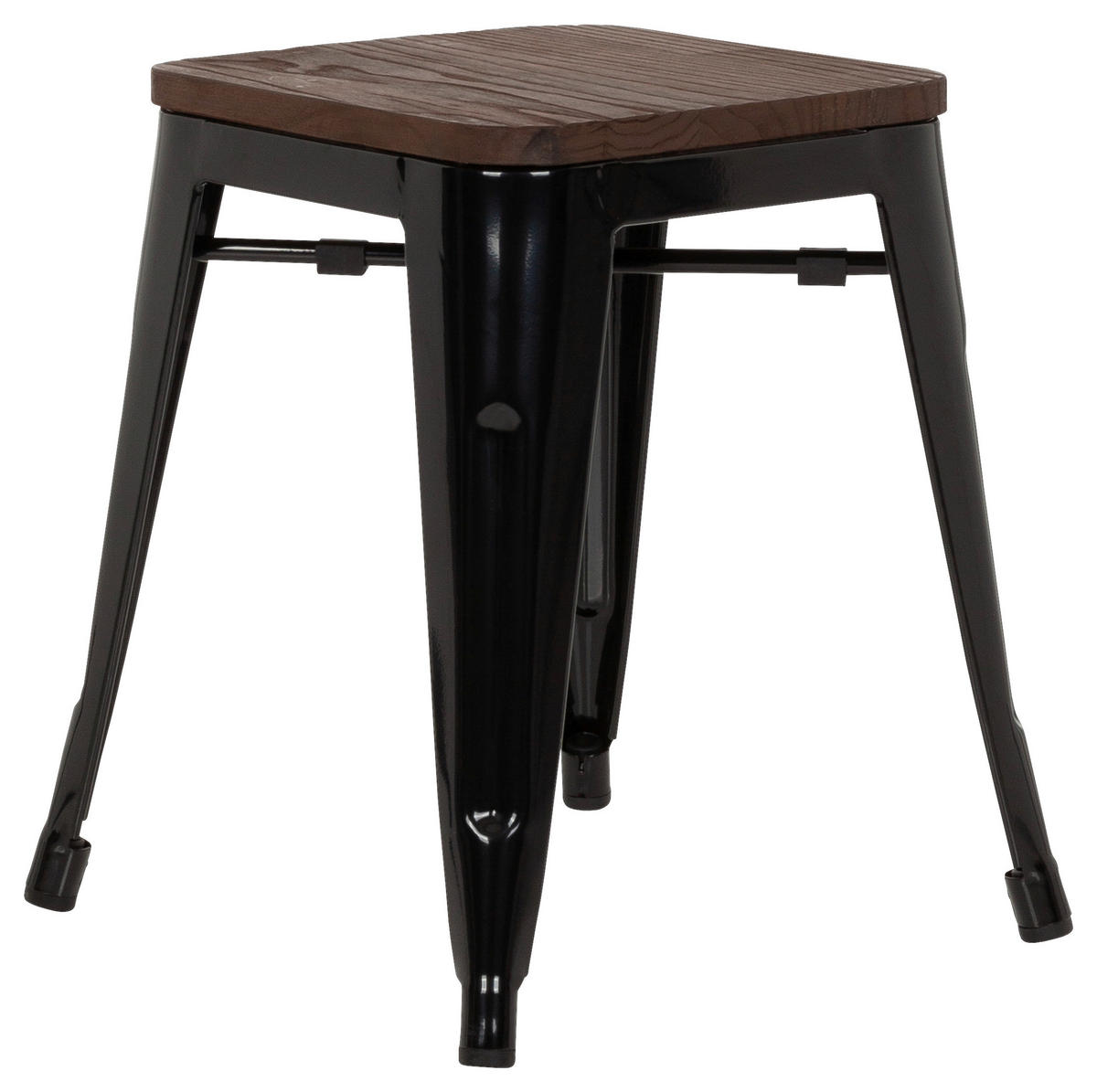 HOCKER Ulme Schwarz, Dunkelbraun  - Dunkelbraun/Schwarz, Basics, Holz/Metall (39/46/39cm) - MID.YOU