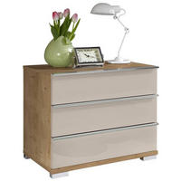 NACHTKÄSTCHEN 60/53/42 cm  in Champagner, Eiche Bianco  - Chromfarben/Eiche Bianco, Basics, Glas/Holzwerkstoff (60/53/42cm) - Venda