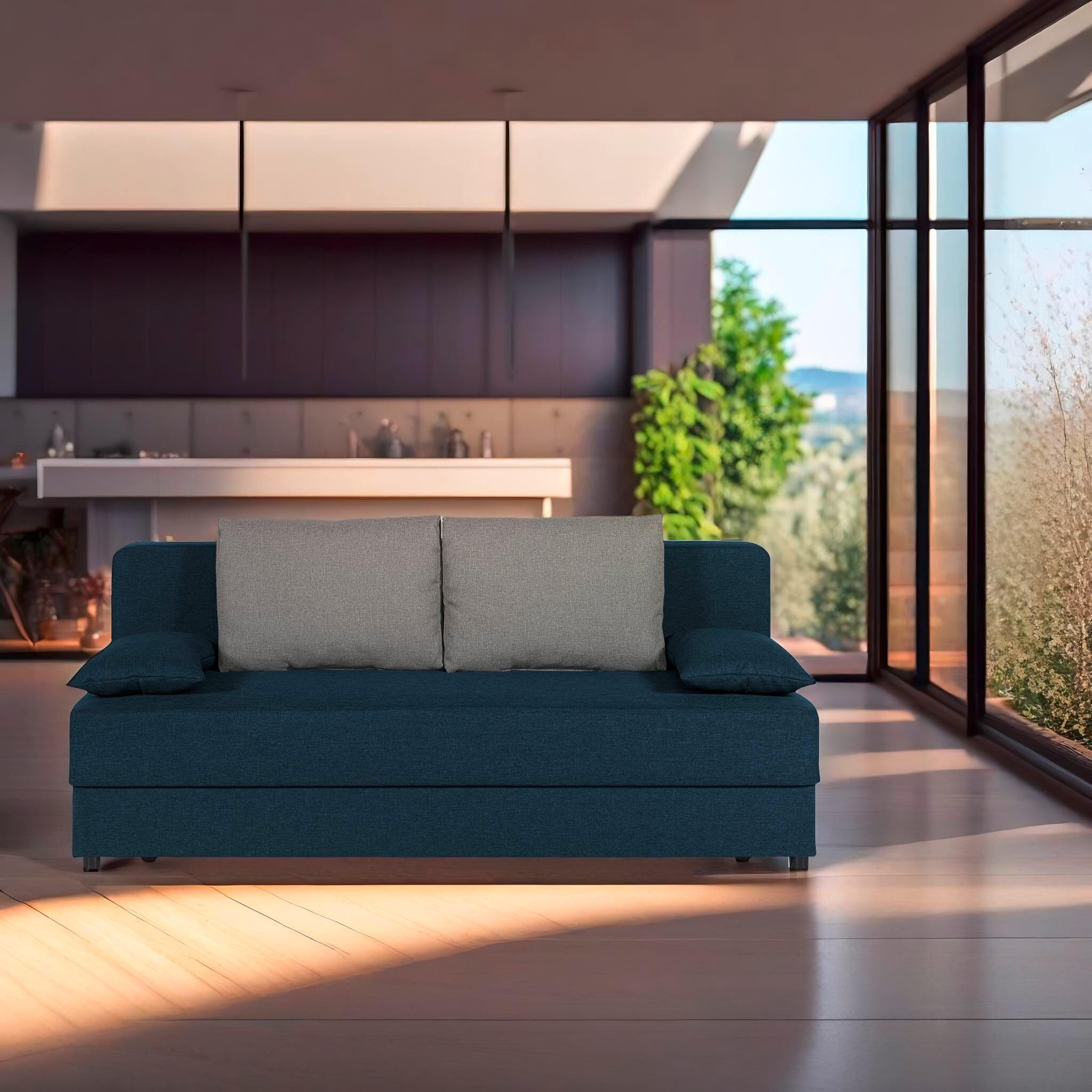 SCHLAFSOFA  mit Liegefunktion, Rücken echt Graphitfarben  - Graphitfarben, Design, Textil (193/82/80cm) - P & B