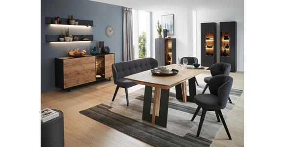 ESSTISCH in Holz, Metall 160(260)/95/77 cm - Eichefarben/Anthrazit, KONVENTIONELL, Holz/Metall (160(260)/95/77cm) - Valnatura