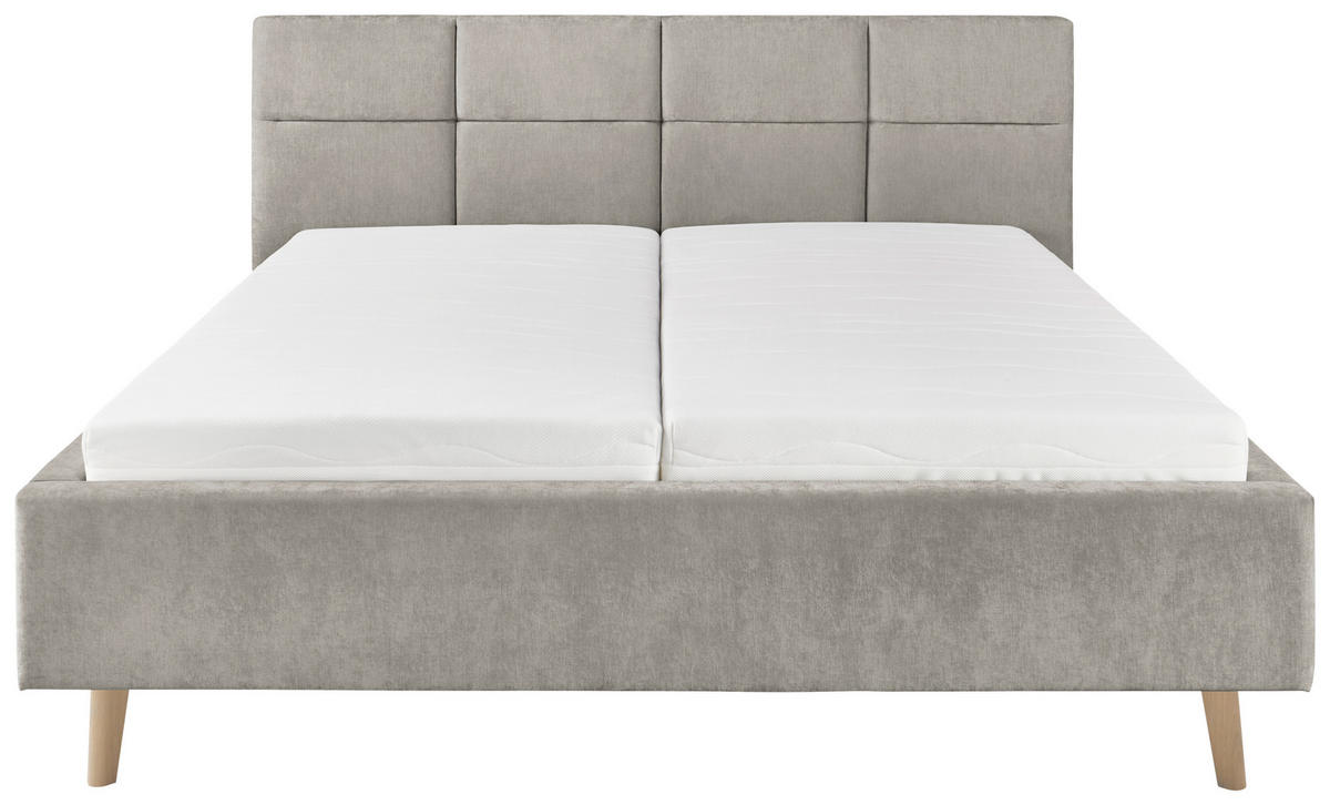 POLSTERBETT 180/200 cm,  in Grau,  - Eichefarben/Grau, KONVENTIONELL, Holz/Textil (180/200cm) - SetOne by Musterring