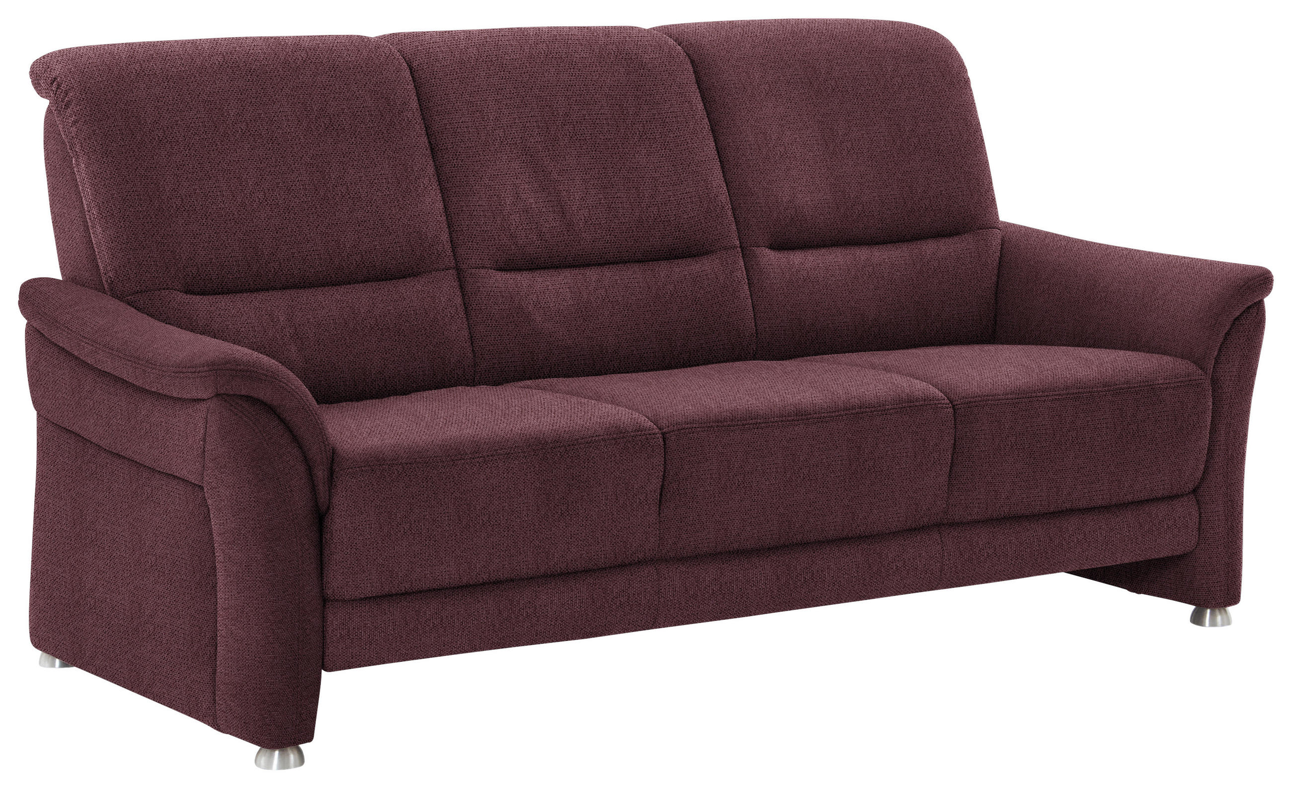 3-SITZER-SOFA Flachgewebe Weinrot  - Weinrot/Alufarben, Konventionell, Textil/Metall (198/96/93cm) - Beldomo Premium