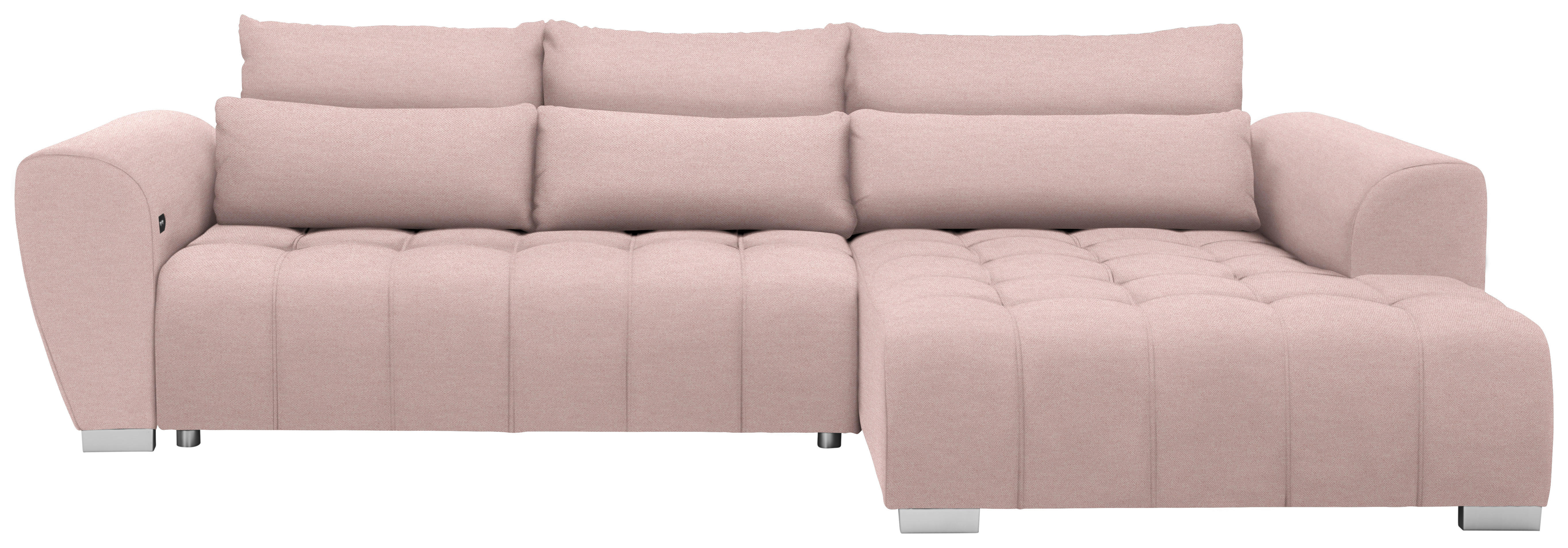 ECKSOFA in Webstoff Rosa  - Silberfarben/Rosa, MODERN, Kunststoff/Textil (304/218cm) - Carryhome
