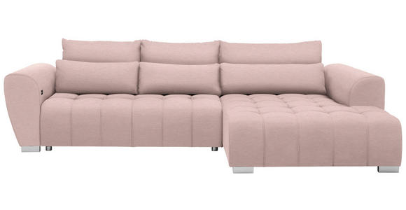 ECKSOFA in Webstoff Rosa  - Silberfarben/Rosa, MODERN, Kunststoff/Textil (304/218cm) - Carryhome