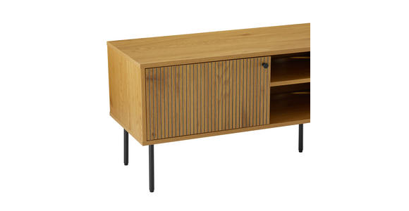 LOWBOARD Line in 150/50/40 cm - Eichefarben/Schwarz, Design, Holzwerkstoff/Metall (150/50/40cm) - Carryhome