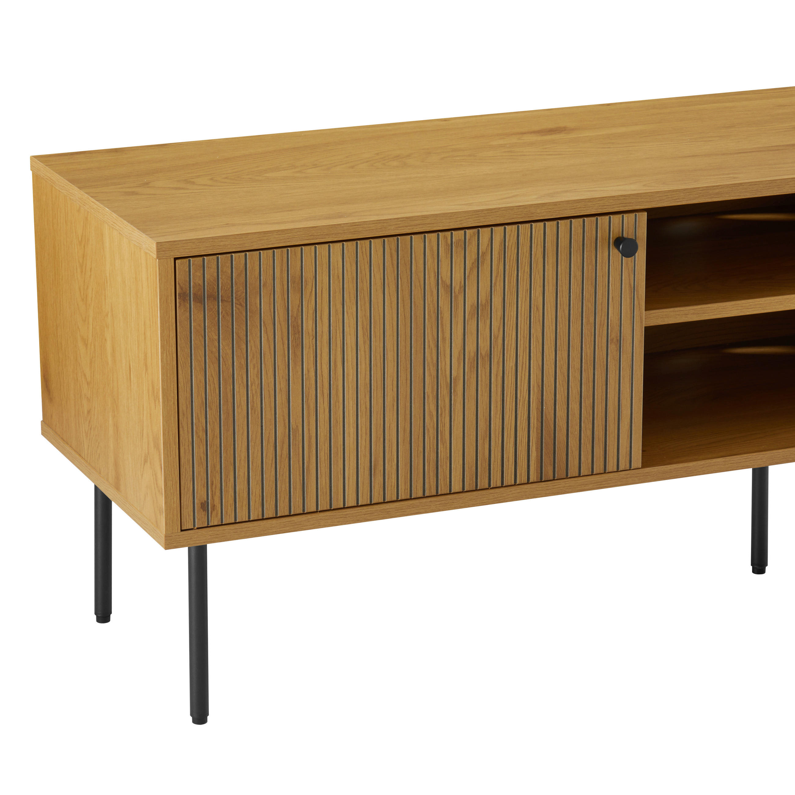 LOWBOARD Line in 150/50/40 cm - Eichefarben/Schwarz, Design, Holzwerkstoff/Metall (150/50/40cm) - Carryhome