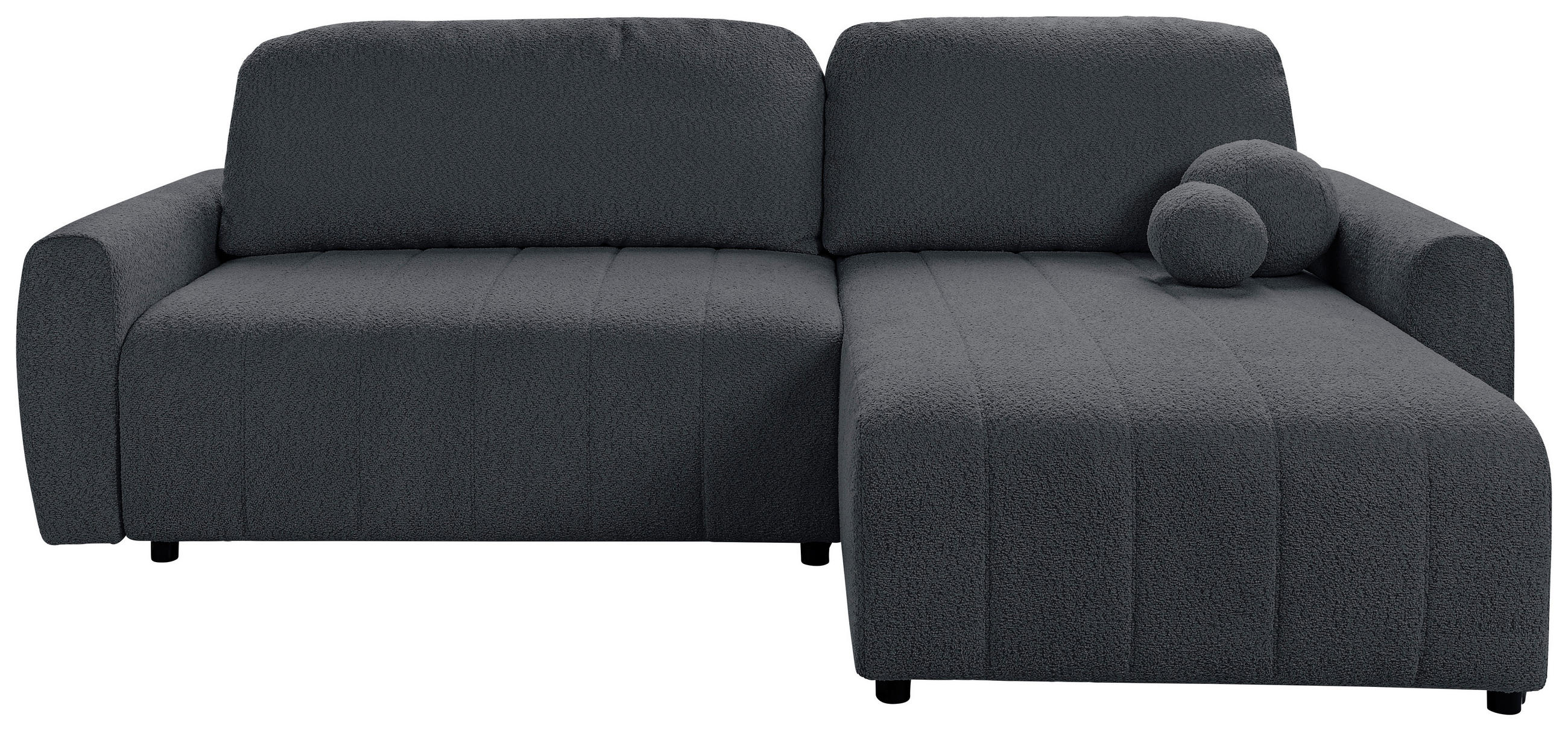 ECKSOFA LUNA Grau Struktur, Bouclé  - Schwarz/Grau, Design, Kunststoff/Textil (260/161cm) - Livetastic