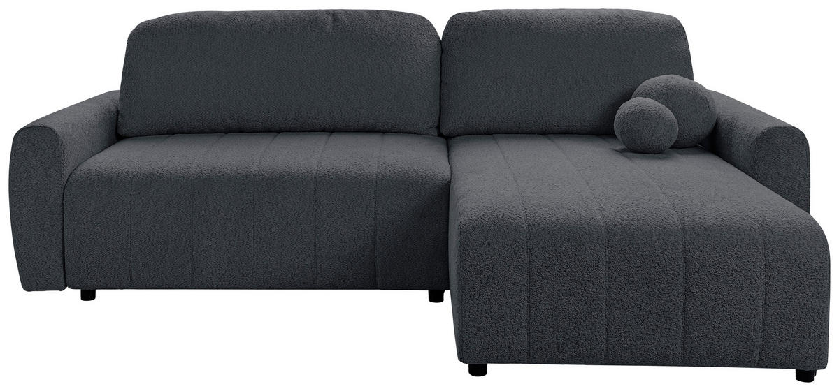 ECKSOFA LUNA Grau Struktur, Bouclé  - Schwarz/Grau, Design, Kunststoff/Textil (260cm) - Livetastic
