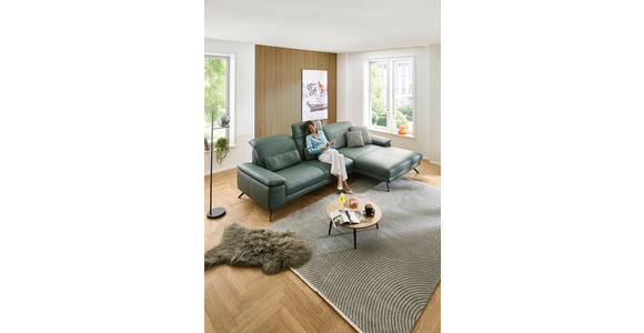 ECKSOFA in Echtleder Opal  - Opal/Schwarz, Design, Leder/Metall (332/193cm) - Dieter Knoll