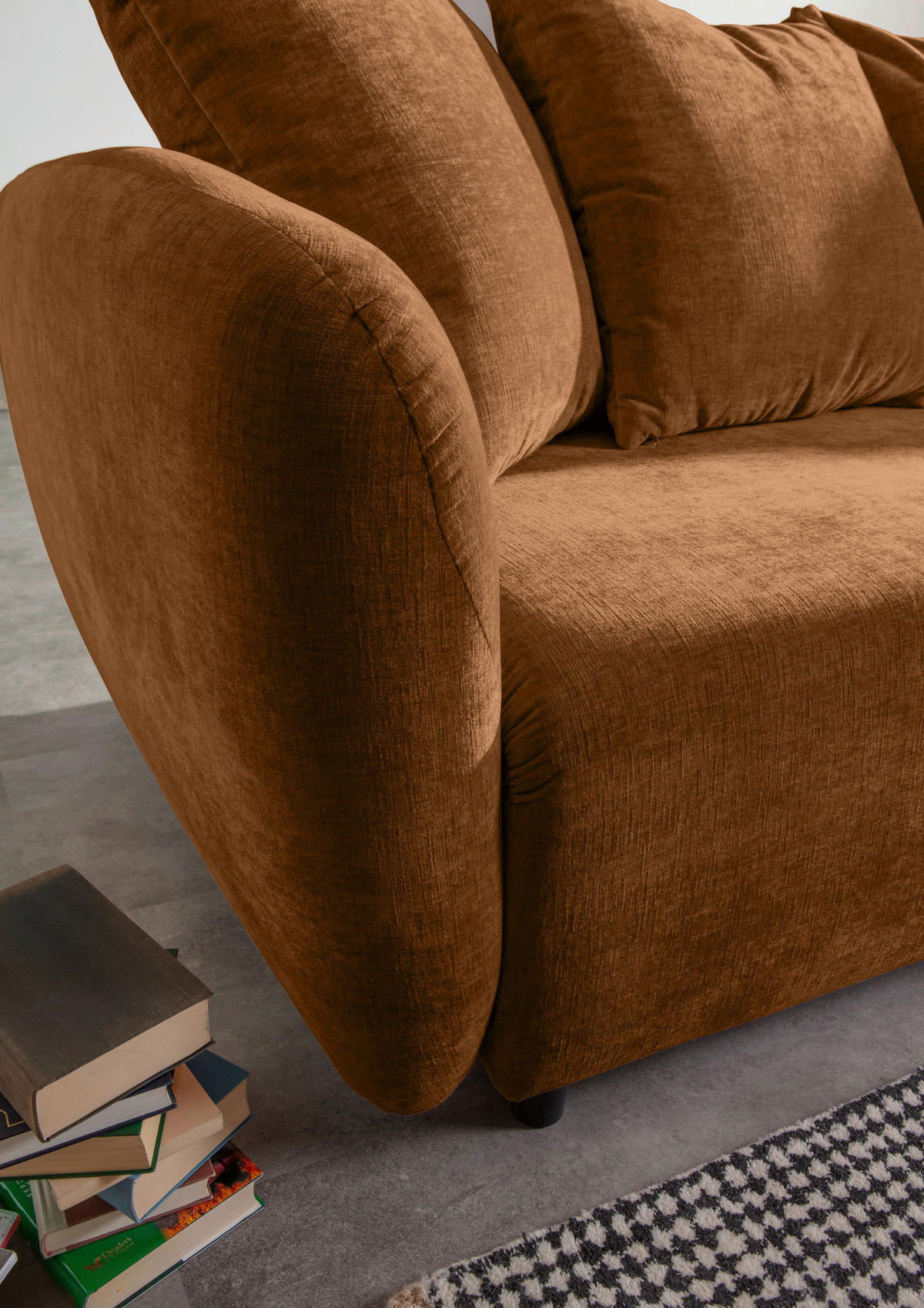 SCHLAFSOFA in Flachgewebe Rostfarben  - Rostfarben/Schwarz, KONVENTIONELL, Kunststoff/Textil (250/74/108cm) - Carryhome