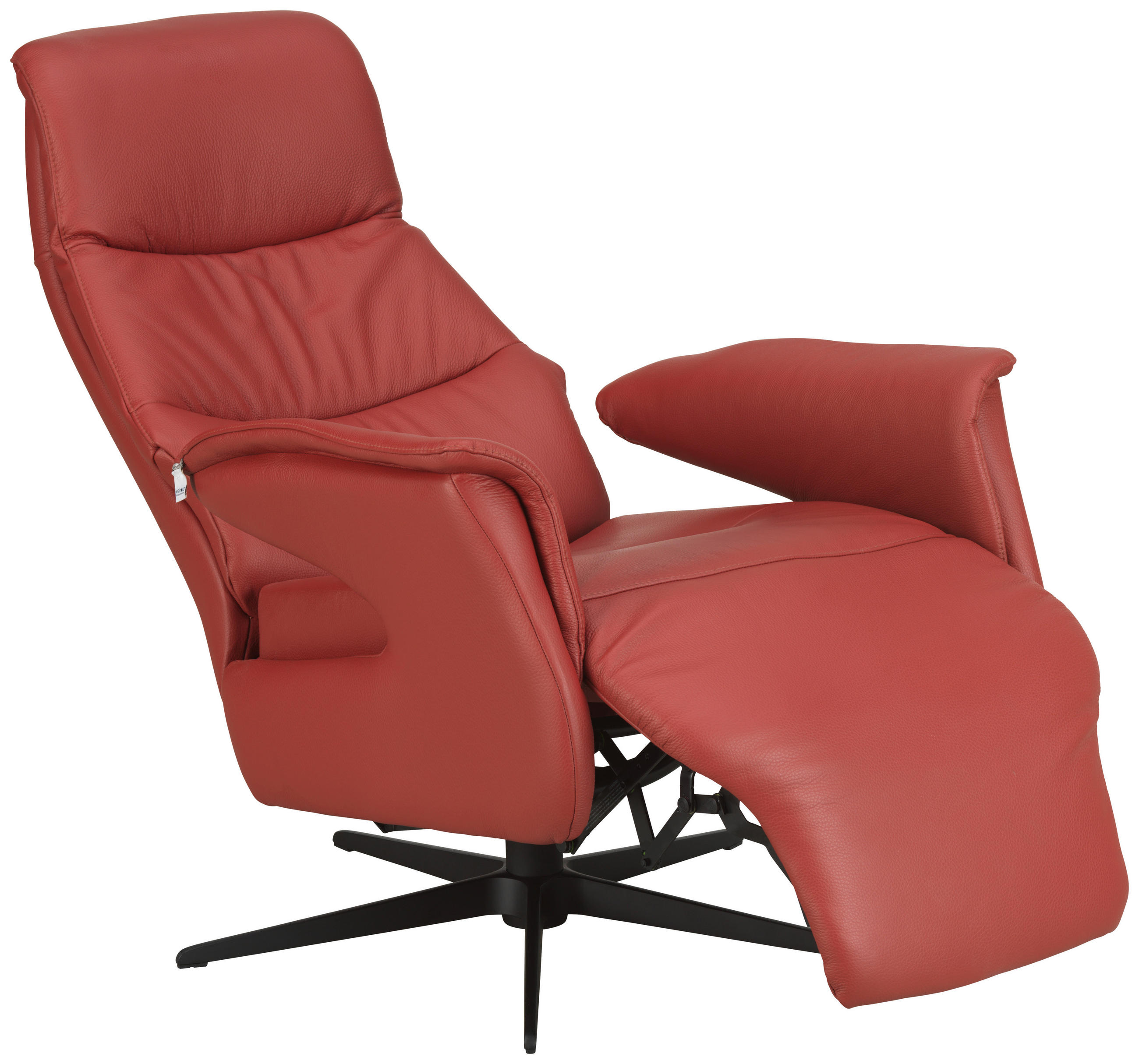 RELAXSESSEL Echtleder    - Rot/Schwarz, Design, Leder/Metall (74/105/83cm) - Welnova