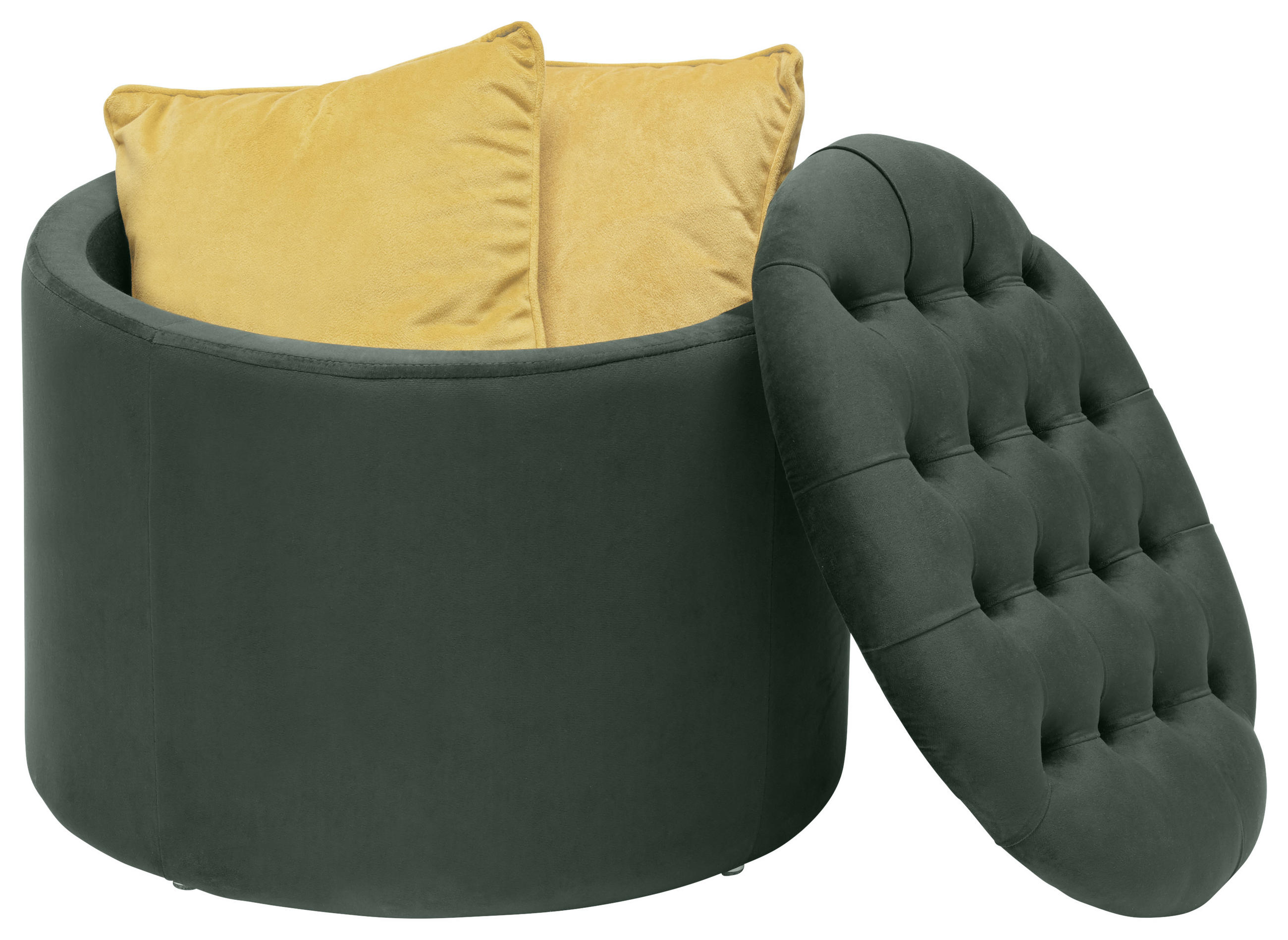 TABURE, les, tekstil zelena  - zelena, Trend, tekstil/les (50/50/40cm) - Carryhome