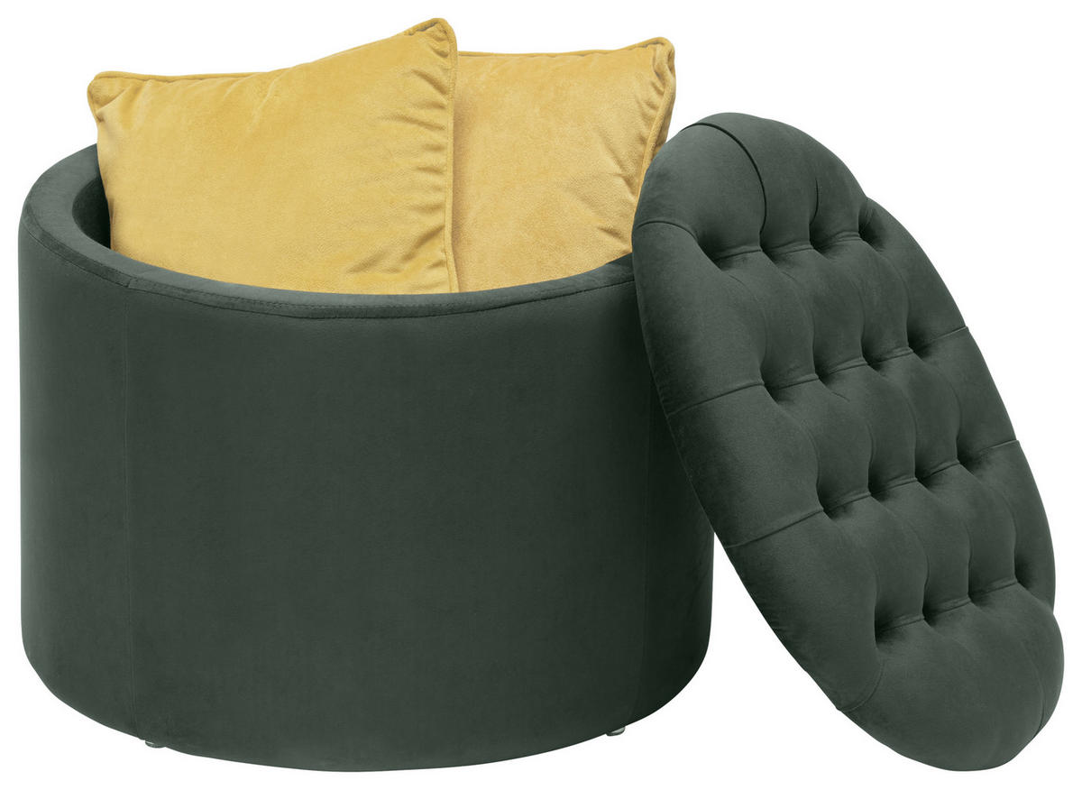 TABURE, les, tekstil zelena  - zelena, Trend, tekstil/les (50/50/40cm) - Carryhome