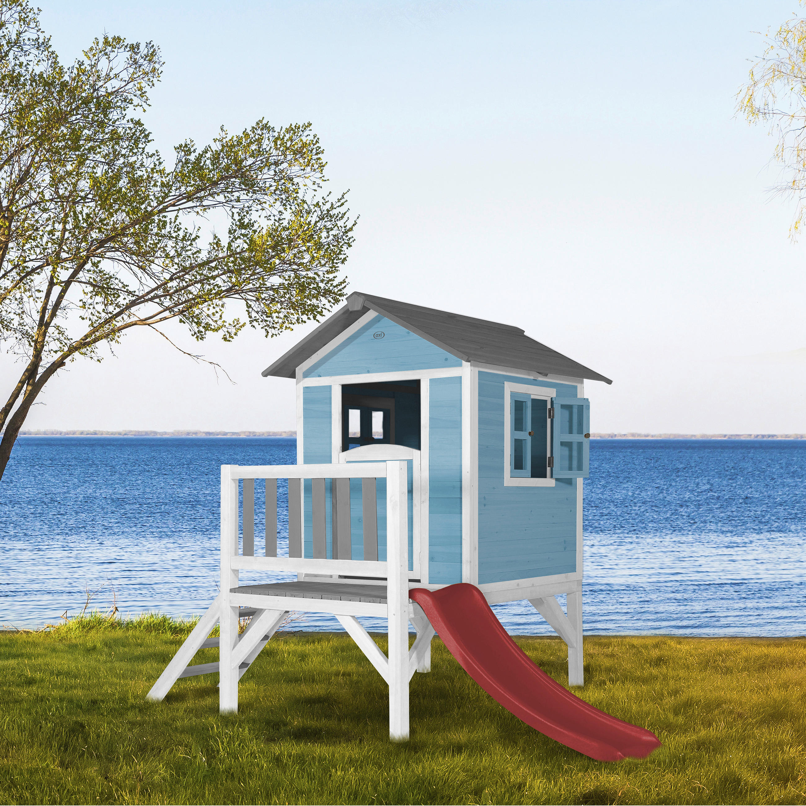 SPIELHAUS 240/189/167 cm  - Blau/Rot, KONVENTIONELL, Holz/Kunststoff (240/189/167cm) - Ambia Garden