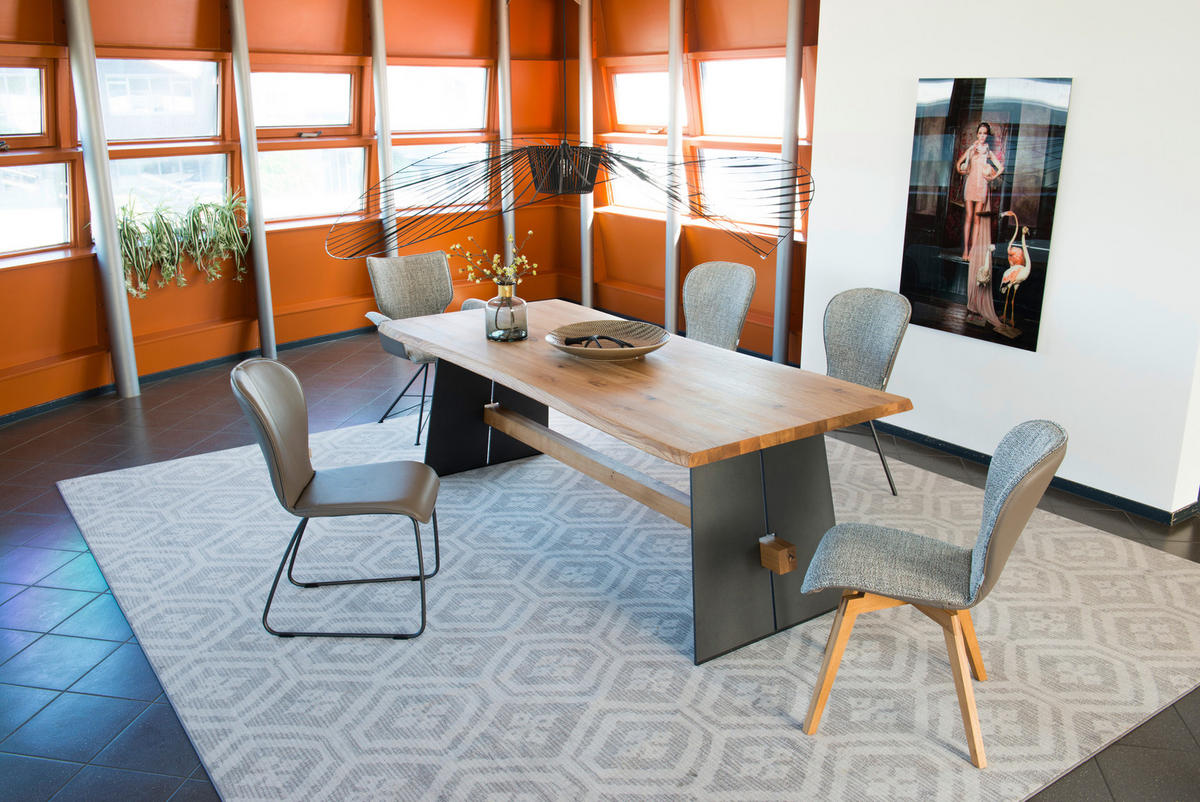 STUHL  in beflockt Echtleder pigmentiert Holz, Textil, Leder  - Eichefarben/Braun, Design, Leder/Holz (48/91/61cm) - Bert Plantagie