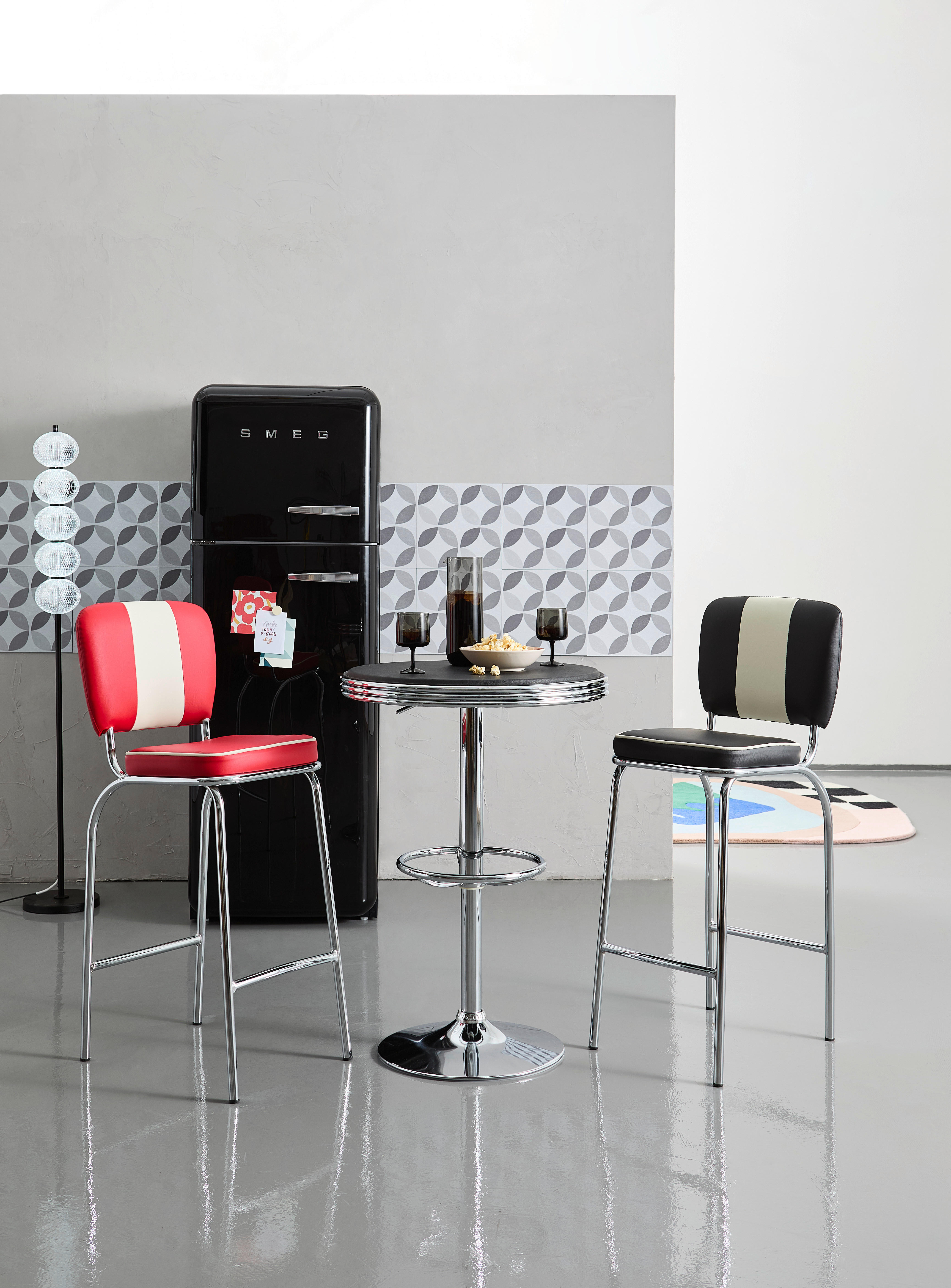 BARHOCKER Rot  - Rot/Silberfarben, MODERN, Kunststoff/Metall (40/110/38cm) - MID.YOU