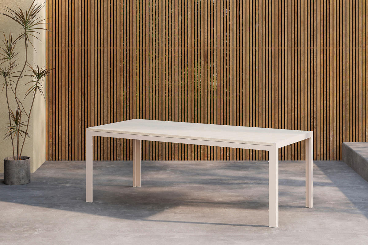 GARTENTISCH Metall, Kunststoff Beige rechteckig  - Beige, MODERN, Kunststoff/Metall (205/90/74cm) - Gardenson