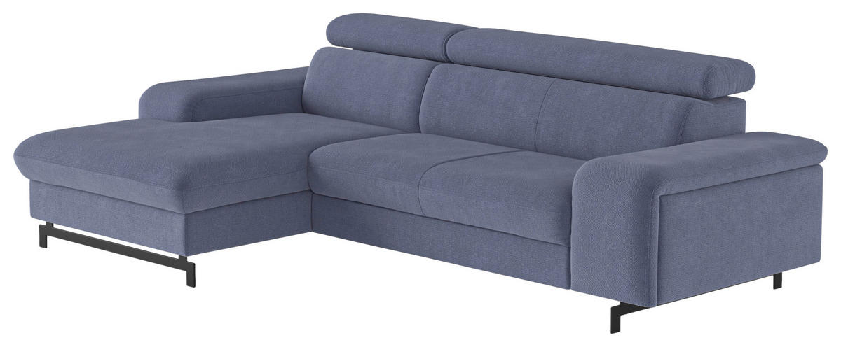 ECKSOFA Blau Chenille  - Blau/Schwarz, Textil/Metall (165/267cm) - MID.YOU