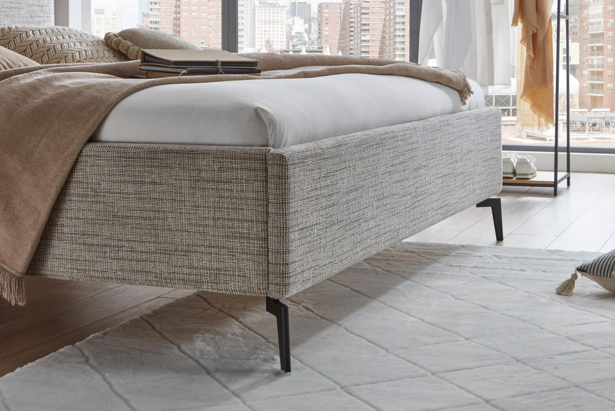 POLSTERBETT 160/200 cm  in Cappuccino  - Schwarz/Cappuccino, Design, Textil/Metall (160/200cm) - home24