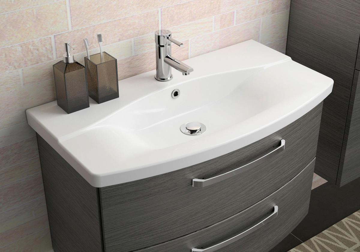 BADEZIMMER 3-teilig  in 84 cm  - Chromfarben/Graphitfarben, MODERN, Glas/Keramik (84cm) - Sadena
