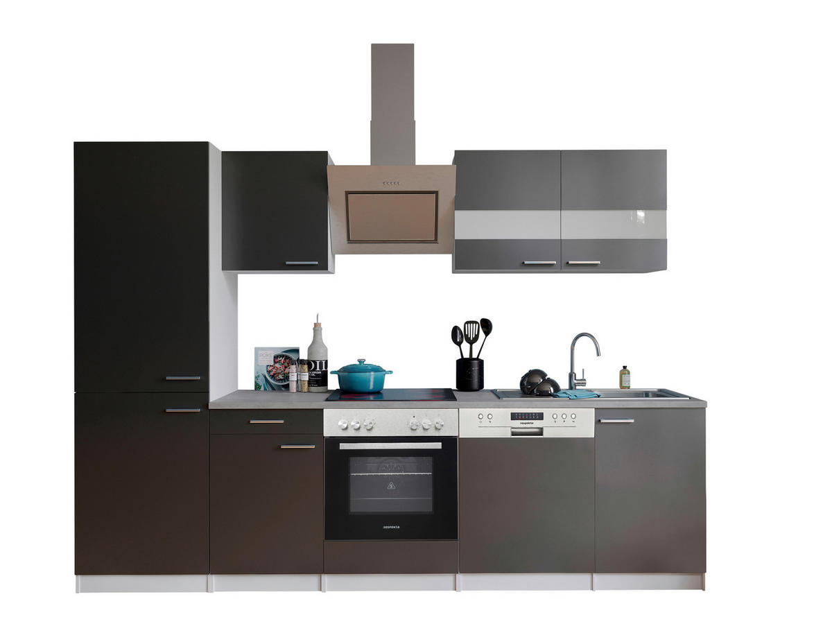 KÜCHENBLOCK 280 cm   in Grau  - Edelstahlfarben/Graphitfarben, Basics, Holzwerkstoff/Metall (280cm) - Respekta