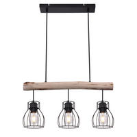 HÄNGELEUCHTE 60/13,6/140 cm    - Schwarz/Naturfarben, Natur, Holz/Metall (60/13,6/140cm) - Globo