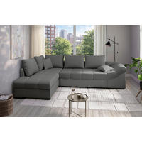 ECKSCHLAFSOFA Alvito in Mikrofaser Graubraun  - Graubraun/Schwarz, MODERN, Holz/Textil (202/298cm) - MID.YOU