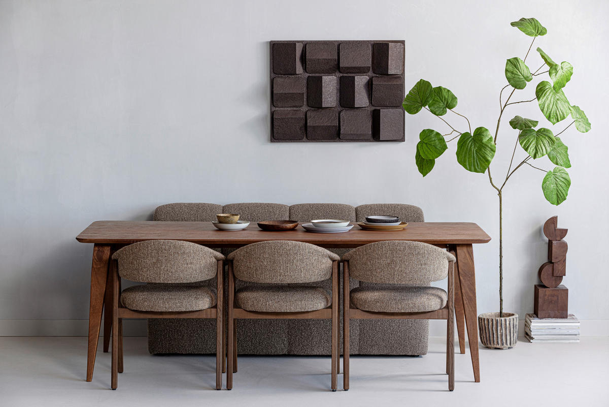 ARMLEHNSTUHL-SET 2 Stück  in Webstoff  - Braun, MODERN, Holz/Textil (60/77/60cm) - Livetastic