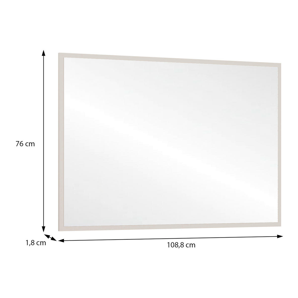 SPIEGEL 108/76/1,8 cm    in rechteckig  - Sandfarben, MODERN, Glas/Holzwerkstoff (108/76/1,8cm) - Carryhome