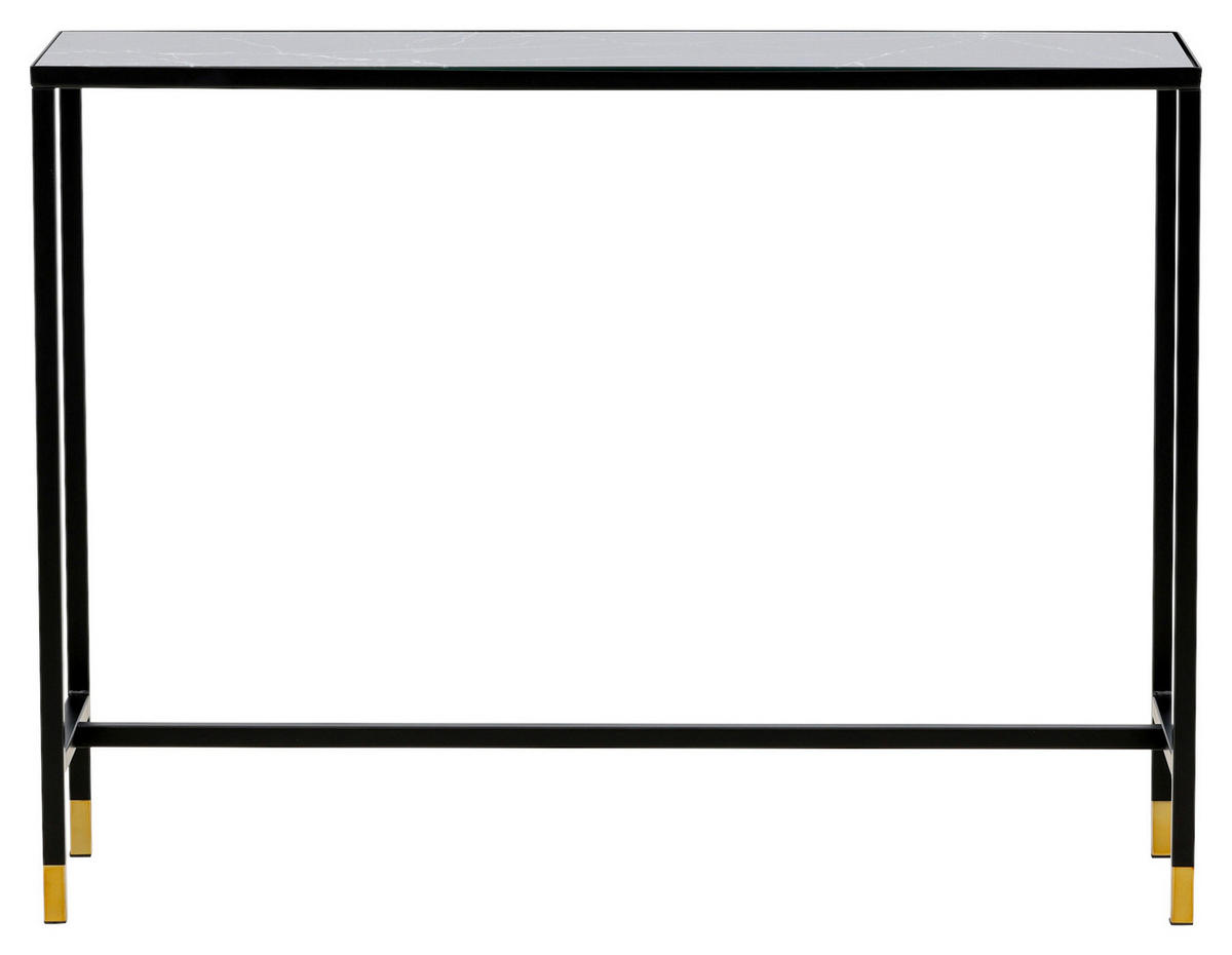 BEISTELLTISCH 100/30/75 cm Schwarz, Messingfarben rechteckig  - Messingfarben/Schwarz, Design, Glas/Metall (100/30/75cm) - Livetastic
