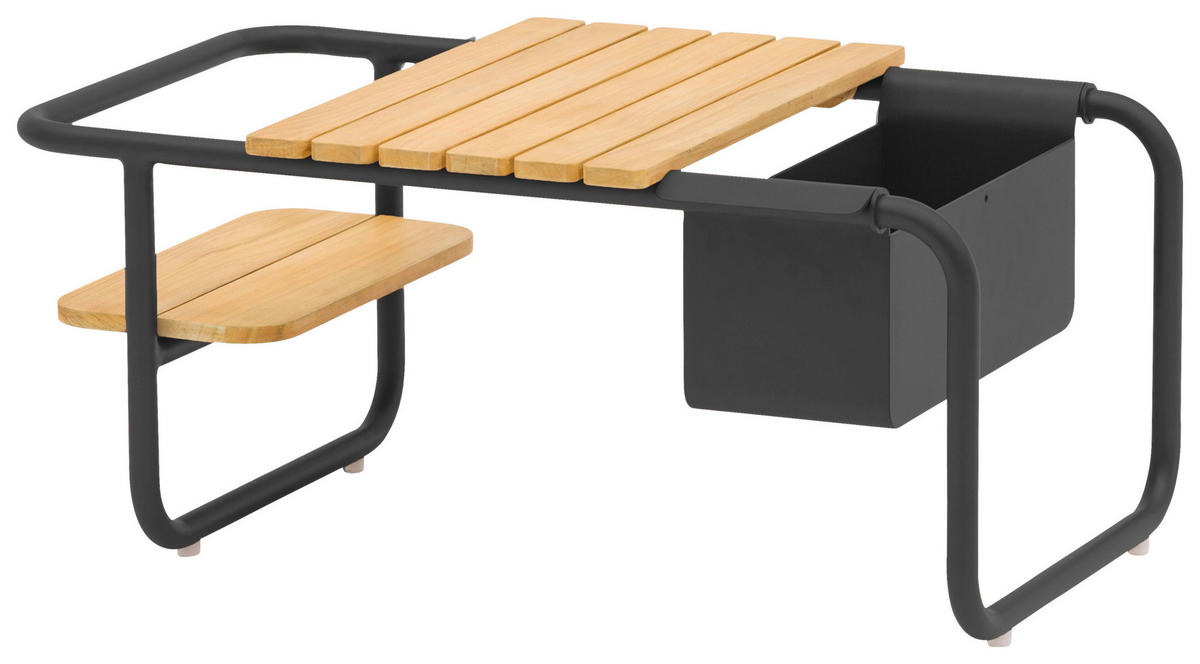 LOUNGETISCH 83,5/46/36 cm Holz, Metall  - Graphitfarben/Teakfarben, Design, Holz/Metall (83,5/46/36cm) - Zebra 