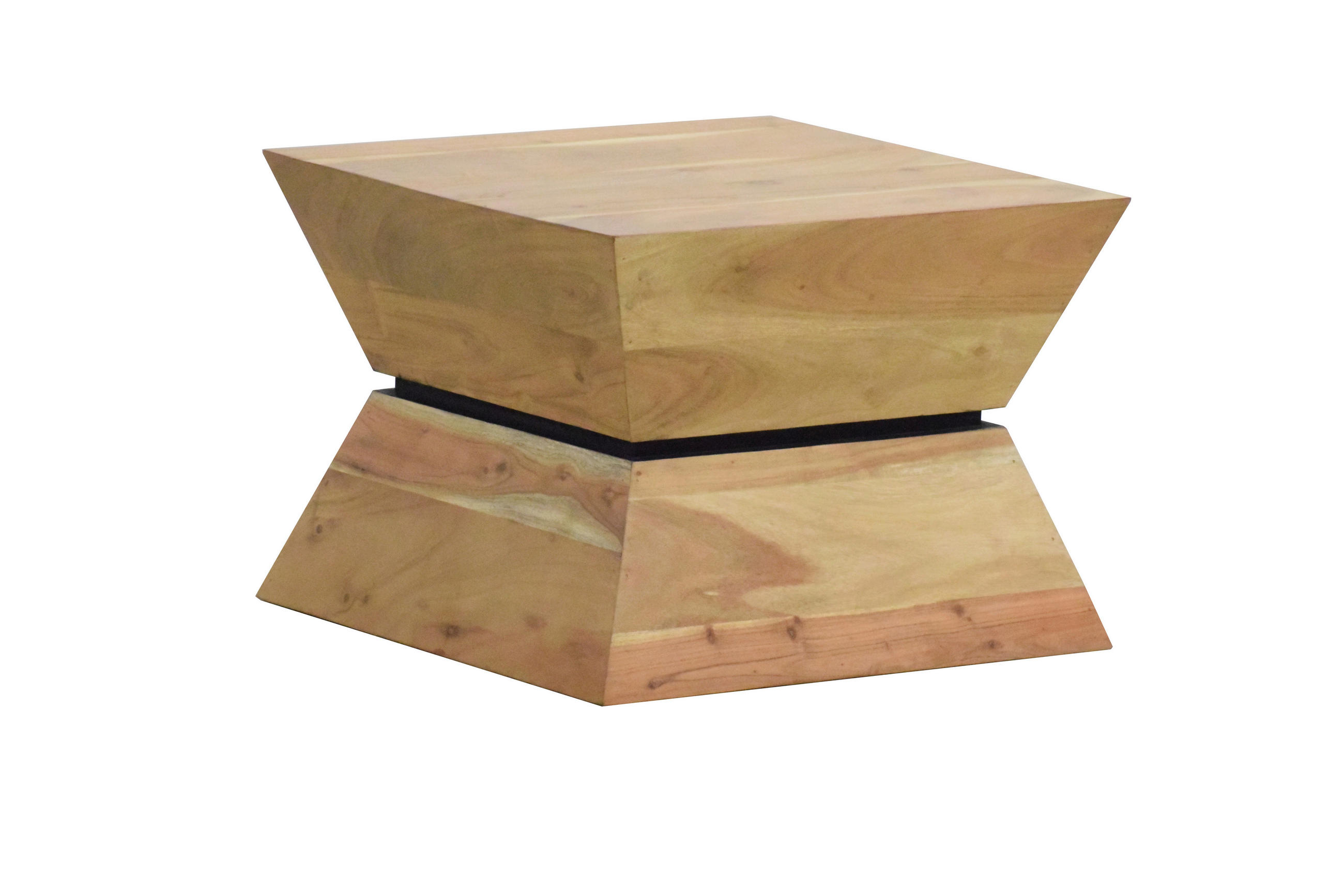 BEISTELLTISCH 55/55/40 cm Akazie vollmassiv Schwarz, Akaziefarben quadratisch  - Schwarz/Akaziefarben, Design, Holz (55/55/40cm) - Livetastic