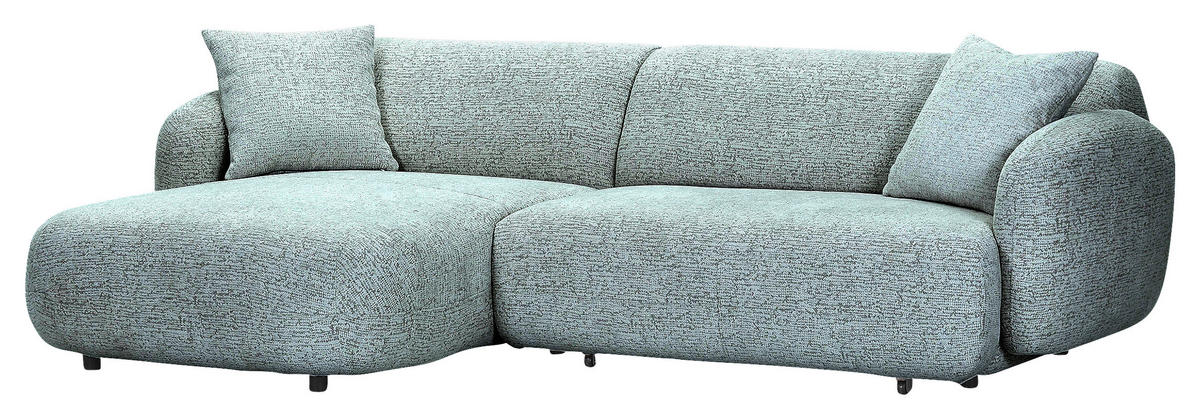ECKSOFA  in Flachgewebe Mintgrün Zierkissen, Rücken echt, Sitztiefenverstellung  162/275 cm  - Schwarz/Mintgrün, MODERN, Kunststoff/Textil (162/275cm) - Carryhome