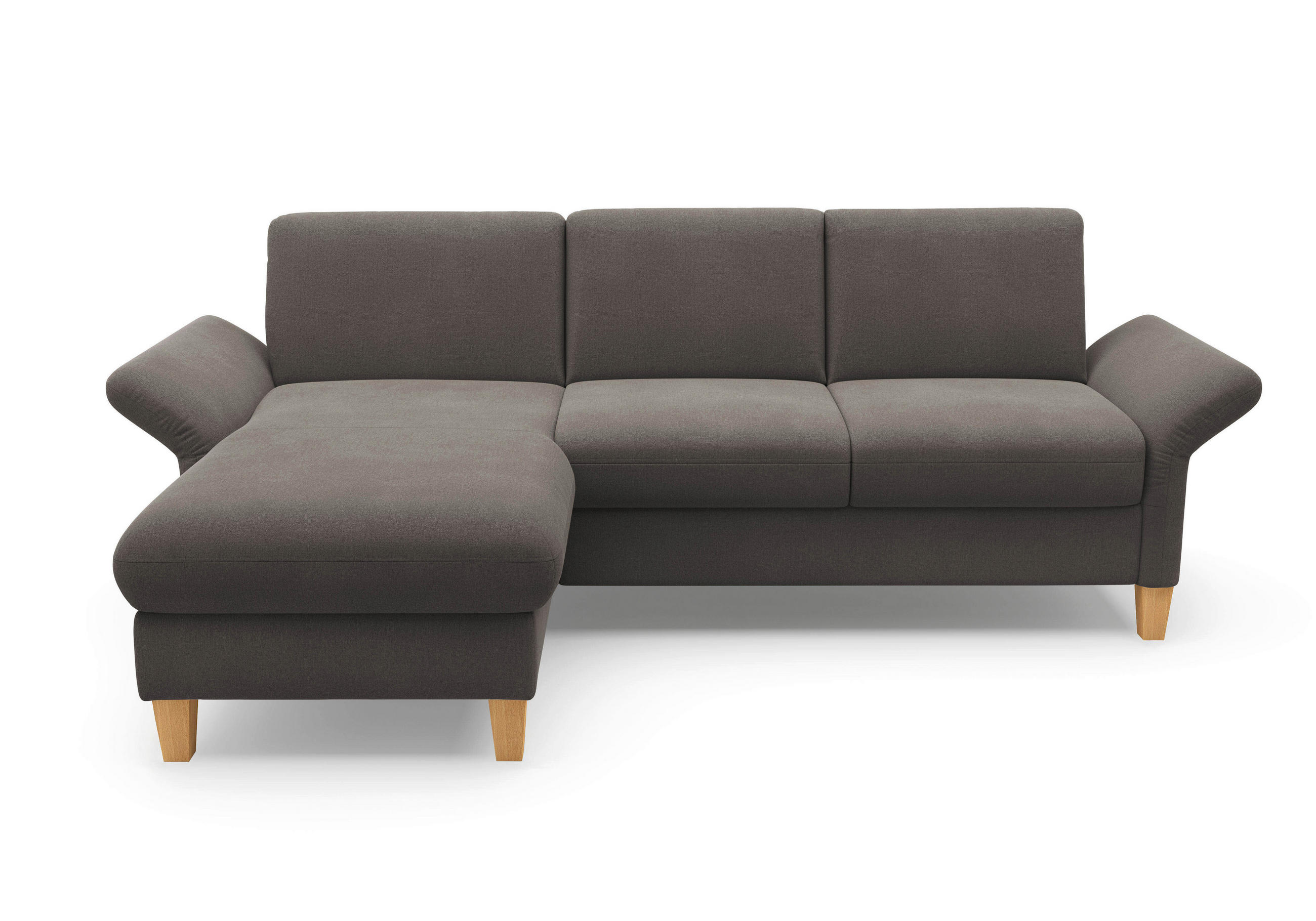 ECKSOFA ROCHELLE E Graphitfarben Flachgewebe  - Eichefarben/Graphitfarben, KONVENTIONELL, Holz/Textil (164/251cm) - Sit & More