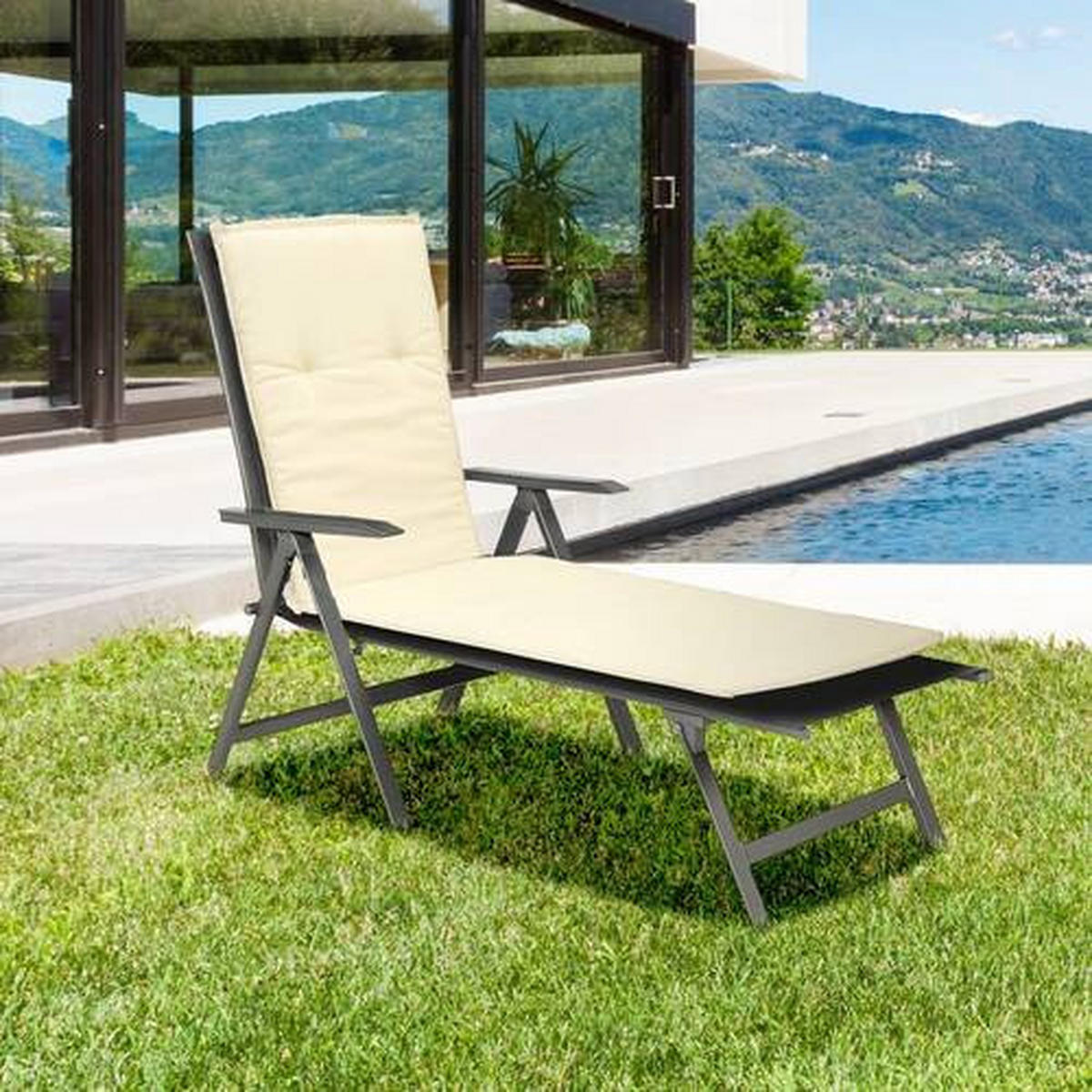 LIEGENAUFLAGE in Beige Uni  - Beige, Basics, Textil (191/58/8cm) - Gardenson