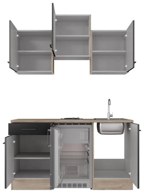 MINIKUCHYNĚ CAPRI 150,5 - černá/barvy dubu, Basics, kov/kompozitní dřevo (150,5cm) - FlexWell