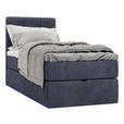 BOXBETT 90/200 cm,  in Dunkelblau, Matratze, gepolstertes Kopfteil, Bettkasten, Topper, H3 = fest  - Schwarz/Dunkelblau, Design, Holzwerkstoff/Kunststoff (90/200cm) - Esposa