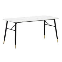 ESSTISCH 180/90/76 cm Nachbildung  Holzwerkstoff rechteckig Weiss  - Weiss/Goldfarben, Design, Holzwerkstoff/Metall (180/90/76cm) - MID.YOU