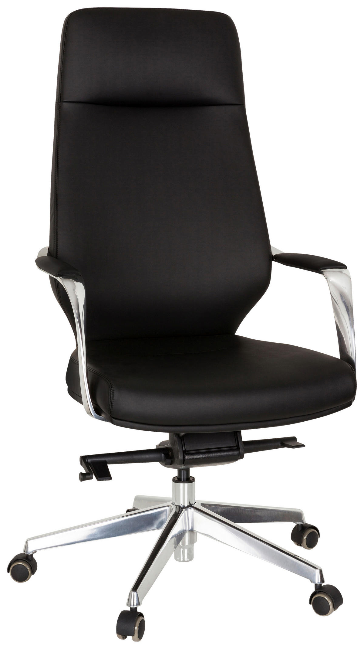 CHEFSESSEL  in Lederlook Schwarz  - Silberfarben/Schwarz, Basics, Kunststoff/Textil (63/133/65cm) - MID.YOU